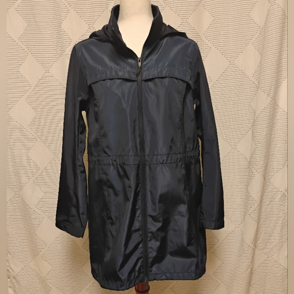 Mondetta Navy Hooded Zip-Up Rain Jacket With Hood Women's Size Medium